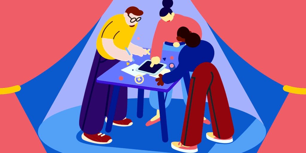 team collaboration in modern office setting using computers and digital tools