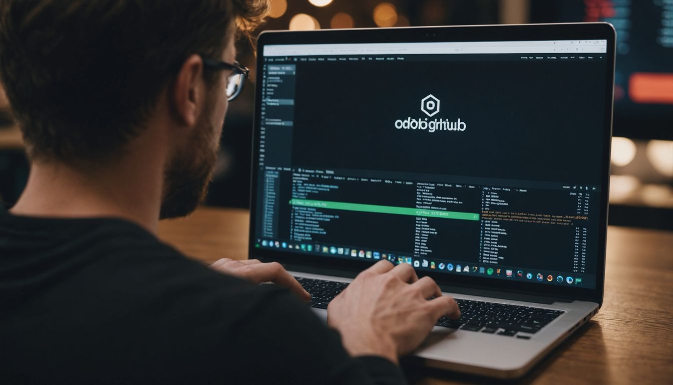 User downloading GitHub repository on a laptop.