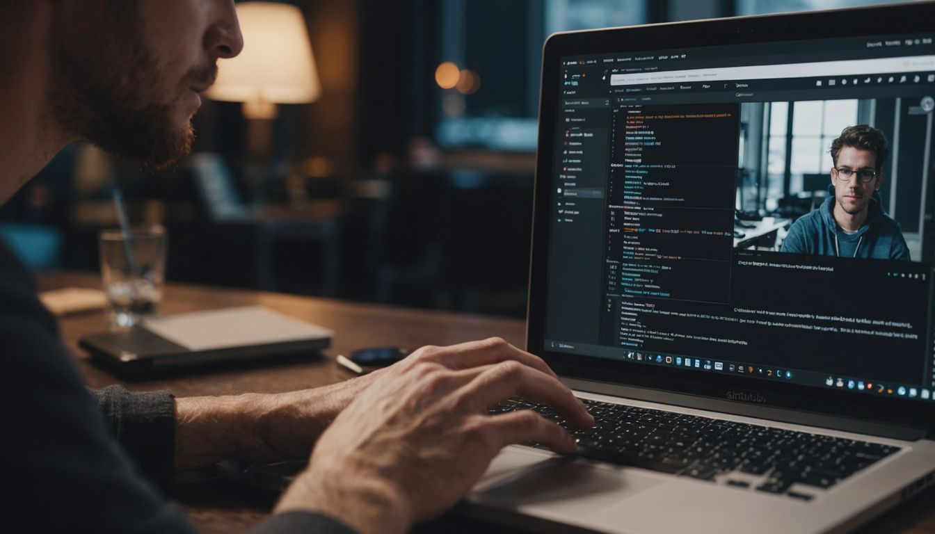 User navigating GitHub on a laptop screen
