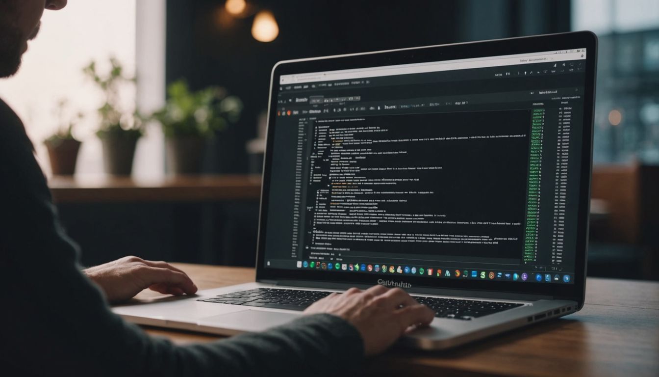 User signing up on GitHub website using a laptop