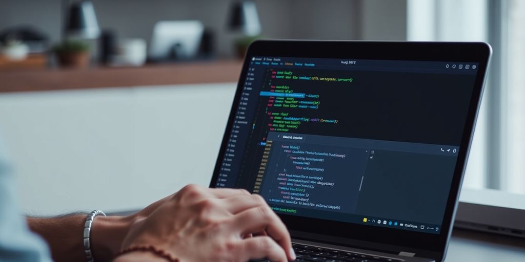 Developer integrating GitLab with IntelliJ on laptop