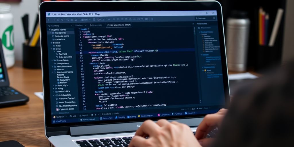 Person using Visual Studio Code with GitLab