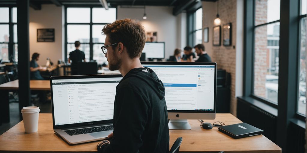 Person using laptop with GitHub open