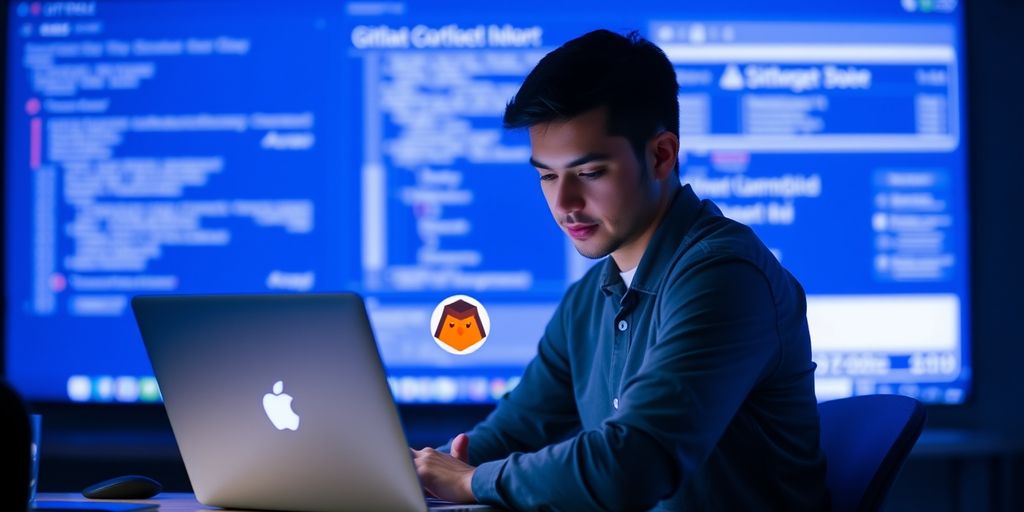 Person creating a GitLab account on a laptop.