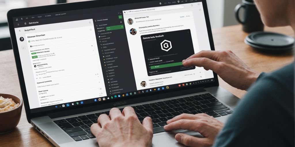 Person on laptop with GitHub site.