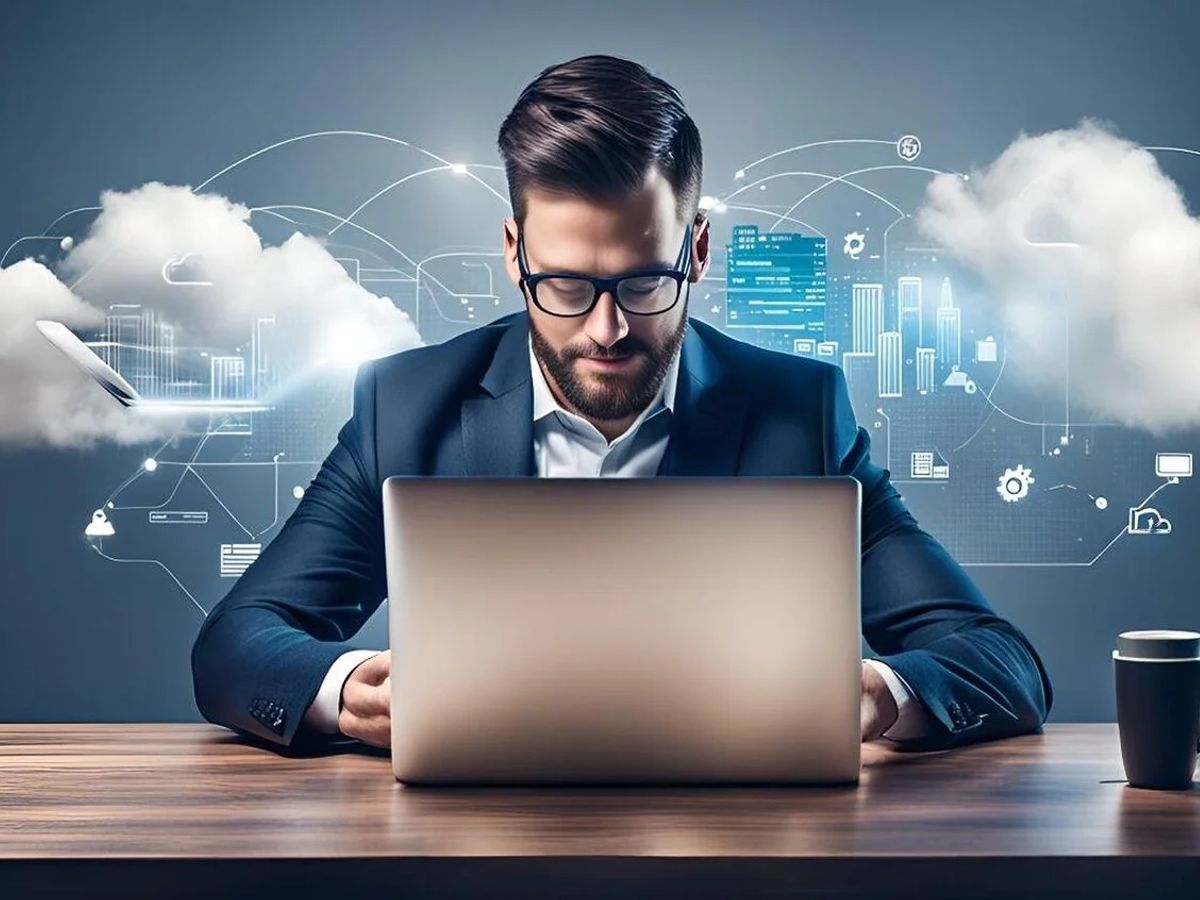 cloud engineer working on a laptop