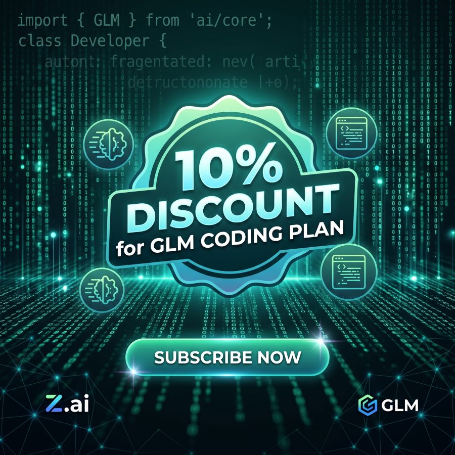 You’ve been invited to join the GLM Coding Plan! Enjoy full support for Claude Code, Cline, and 20+ top coding tools — starting at just $18/month. Subscribe now and grab the limited-time deal!
Dimensional Data is inviting you to earn 10% OFF for Your ultimate coding partner — Top productivity at the lowest cost!